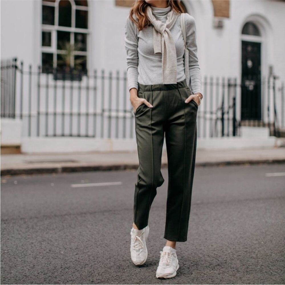 Everlane The Dream Pant Dark Forest Green Pull On Tapered Ankle